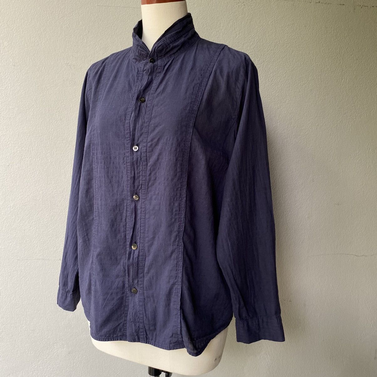Issey Miyake Plantation Navy Textured Shirt Size XL / US 12-14 / IT 48-50 - 11 Thumbnail