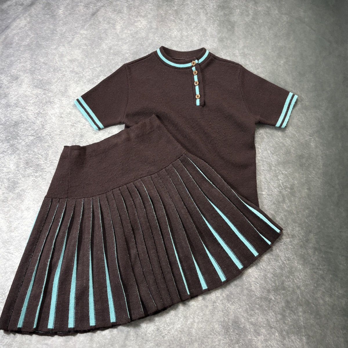 Vintage 1970s Vintage Skirt & Top Two Piece Suit Matching Set Cheer Size 28" / US 6 / IT 42 - 3 Thumbnail