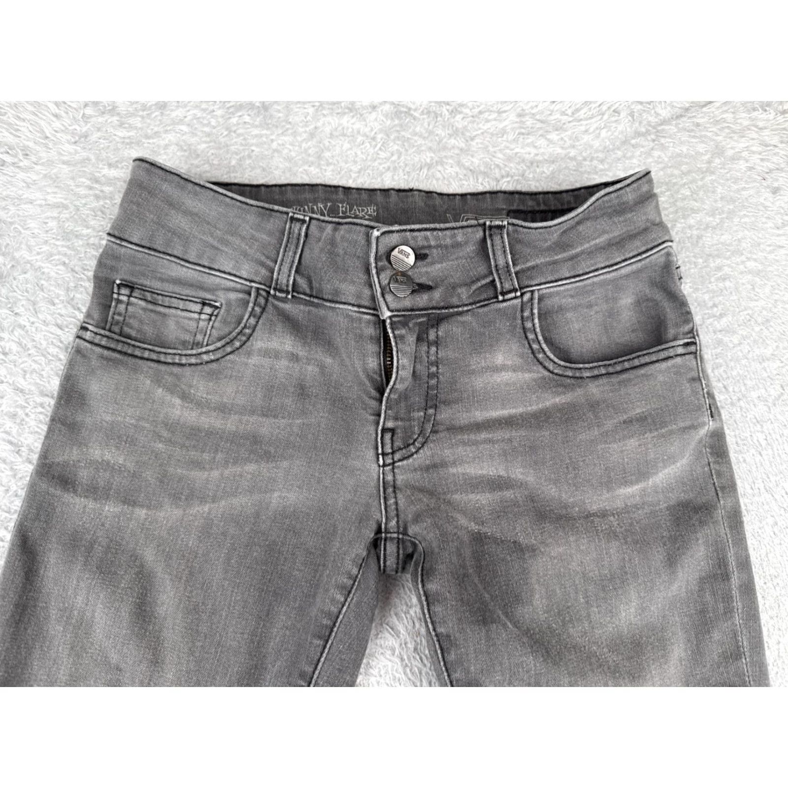 Vans VANS Jeans Women Skinny 5 Black Denim Low Rise 28x30 Stretch Distressed Zipper 5-Pocket Design Vintage? No Size 27" / US 4 / IT 40 - 4 Thumbnail