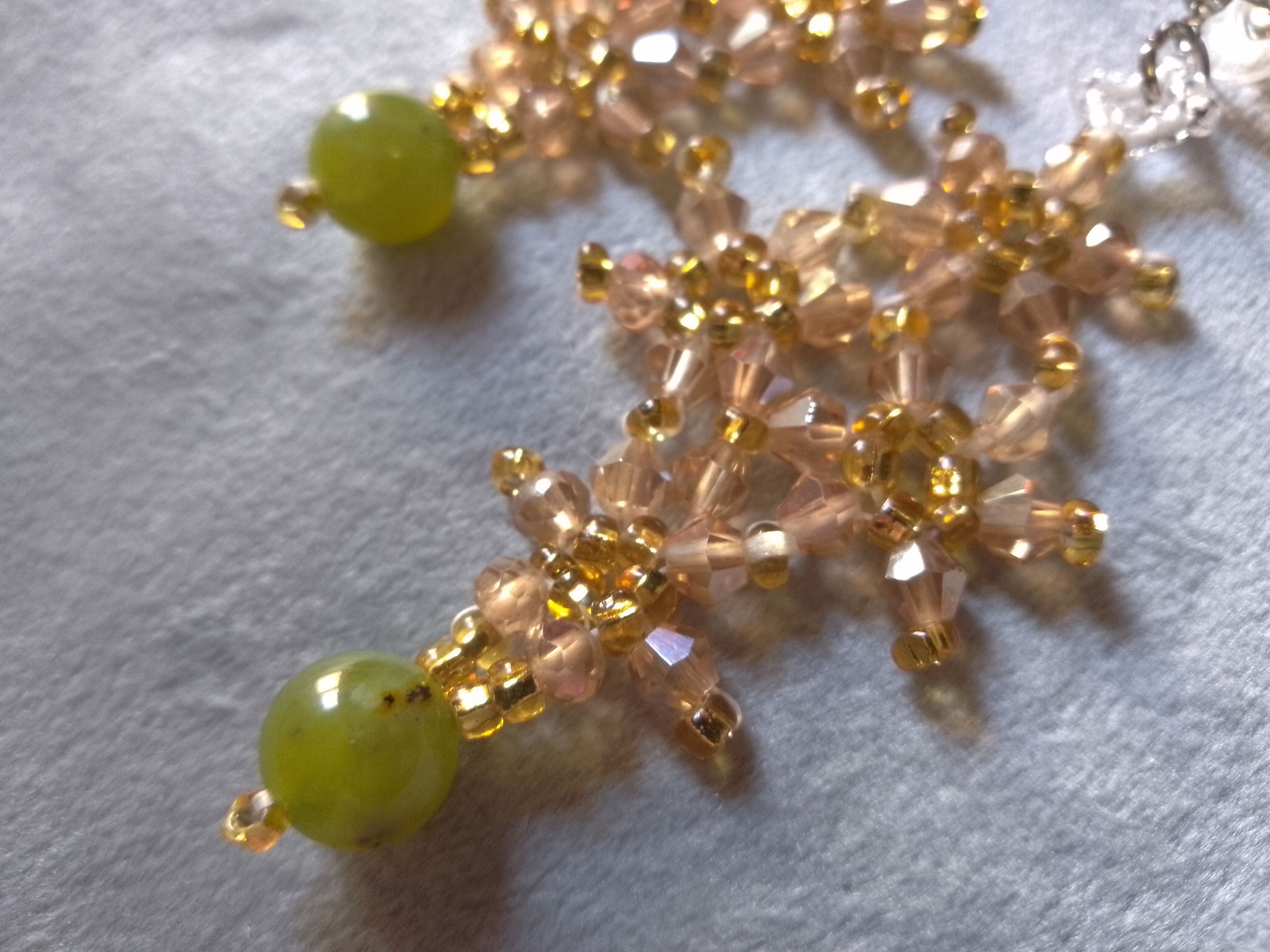 Handmade Earrings in crystal with natural Green jade gemstones Size ONE SIZE - 3 Thumbnail