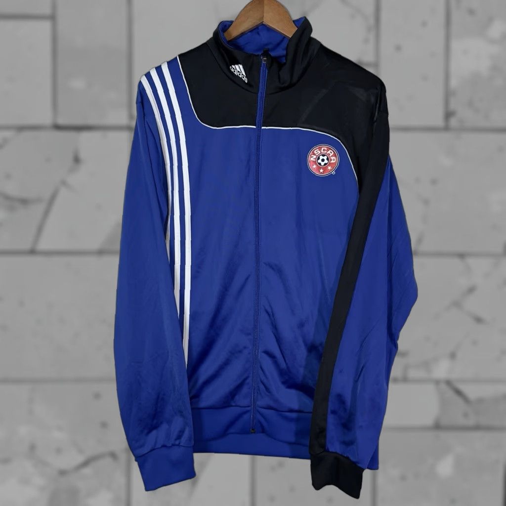 Adidas Adidas NSCAA Full-Zip 100% Polyester Soccer Athletic Jacket Mens Size L Track Jacket Blue NWT Size US L / EU 52-54 / 3 - 1 Thumbnail