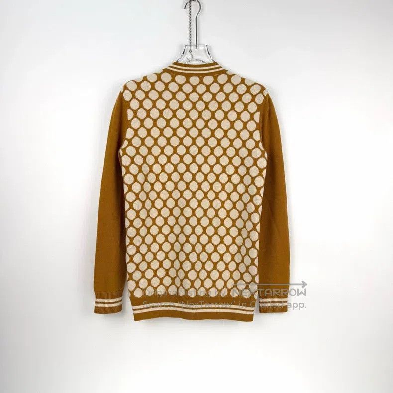Hermes Hermes Brown wool cardigan with round patterns Size XS / US 0-2 / IT 36-38 - 4 Thumbnail