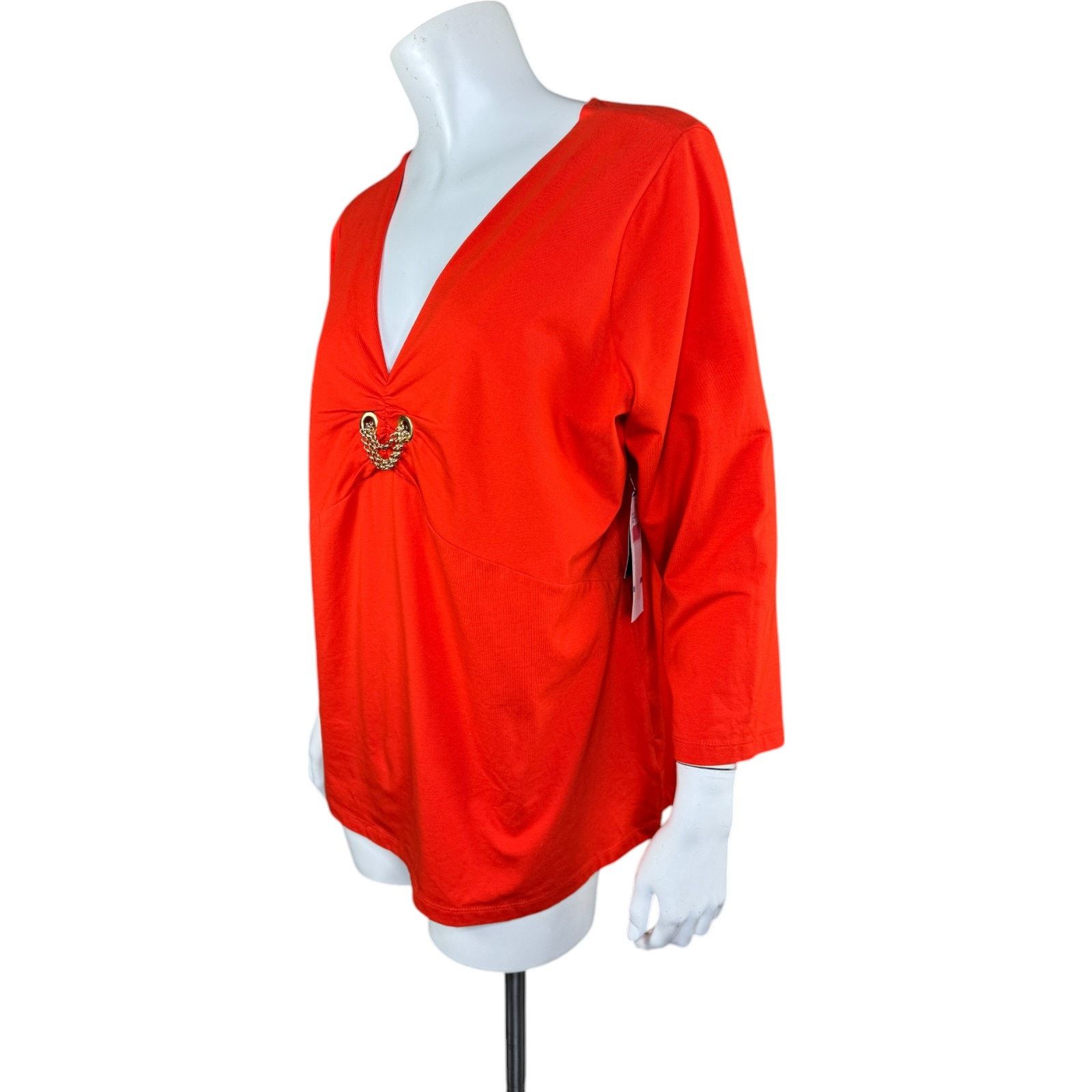 Jones New York Jones New York Orange Womens 1X Stretch 3/4 Sleeve Blouse Size XL / US 12-14 / IT 48-50 - 6 Thumbnail