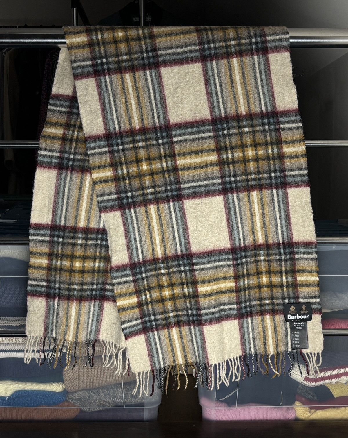 Barbour Barbour Checkered Wool Scarf Size ONE SIZE - 2 Thumbnail