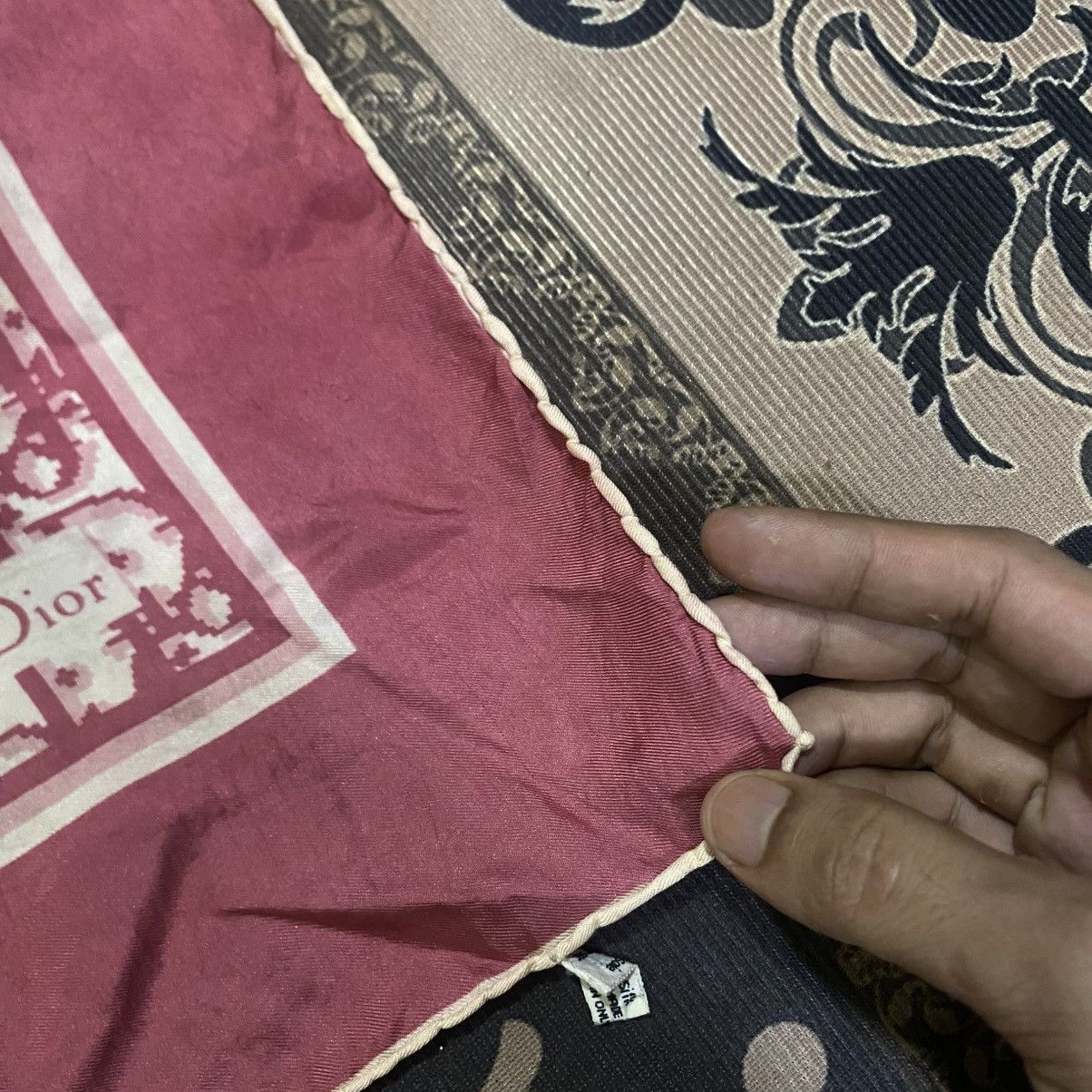 Christian Dior Monsieur Christian Dior Scarf Monogram in Red Burgundy Silk Size ONE SIZE - 19 Thumbnail