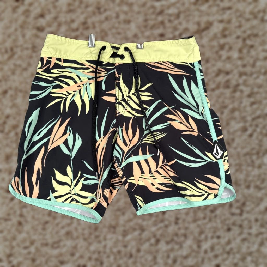Volcom Volcom Mens Swim Trunks Board Shorts 28x8 Yellow Black Mod-Tech Polyester Floral Pockets Drawstring Beach 90s? Size US 36 / EU 52 - 1 Thumbnail