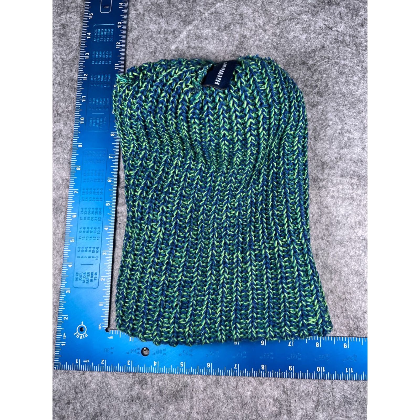 Vintage HitWear Beanie Hat - Knit One Size Unisex Adults - Blue Green Striped Acrylic Pom - Winter Outdoor Ski Hospital Theme Size ONE SIZE - 7 Thumbnail
