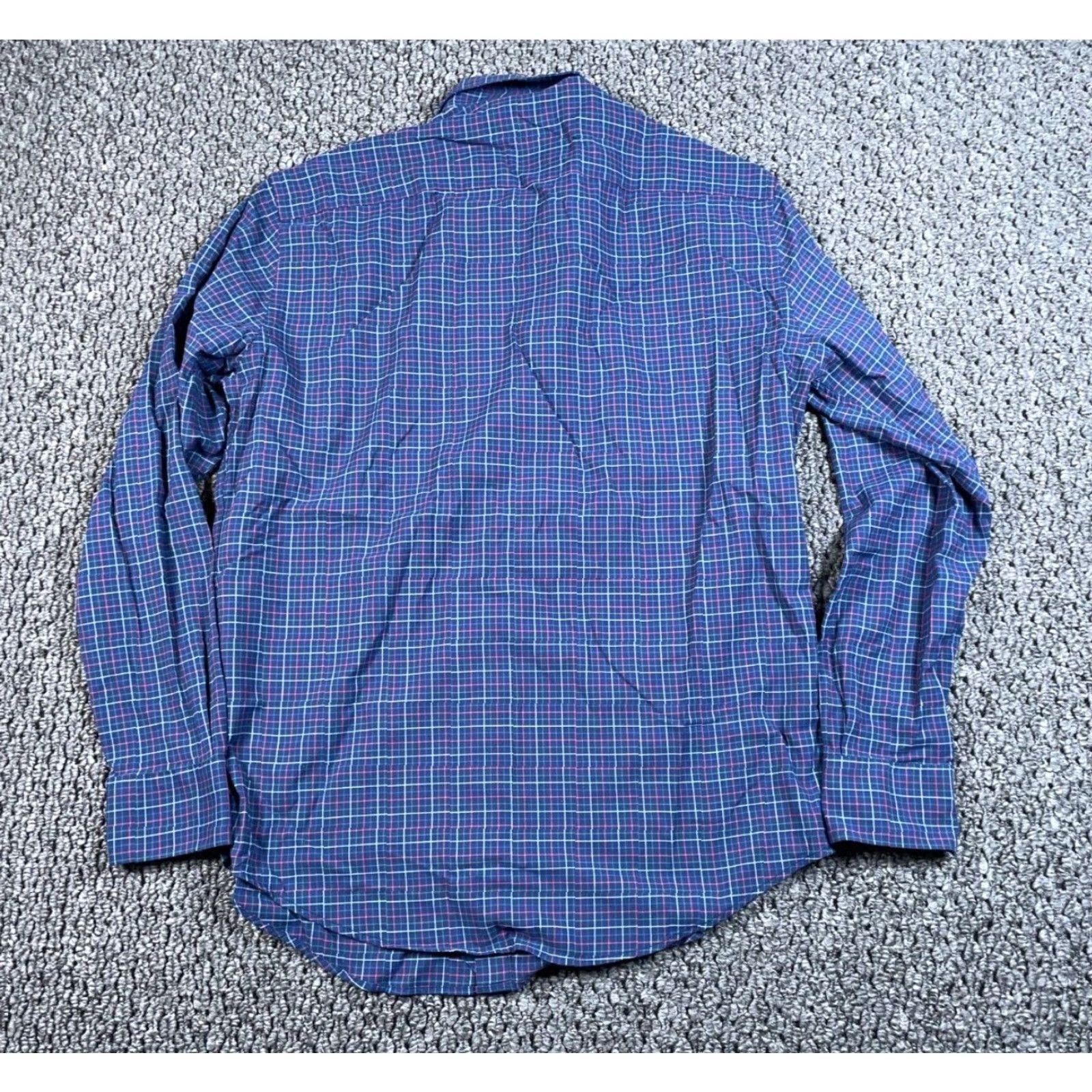 Peter Millar Peter Millar Shirt Long Sleeve Adult Large Blue Nylon Spandex Cutaway Collar Check Pattern Button-Up Casual Mens Nylons Lightweight, Stretch Size US L / EU 52-54 / 3 - 2 Thumbnail