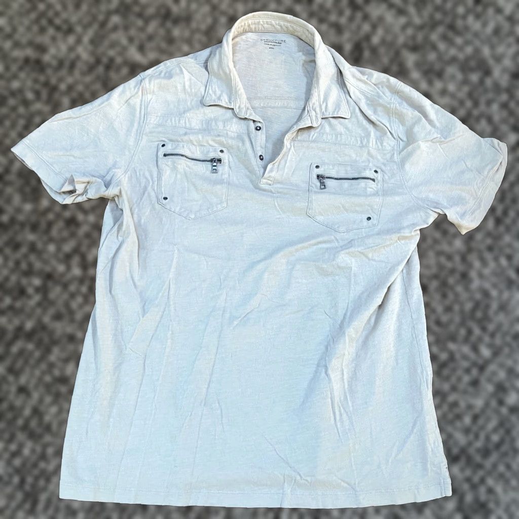 Vintage VINTAGE Structure Shirt Mens 2XL Beige Polo Short Sleeve Modern Fit Pockets Embroidered Knit Cotton Classic Polo Shirt Size US XXL / EU 58 / 5 - 1 Thumbnail