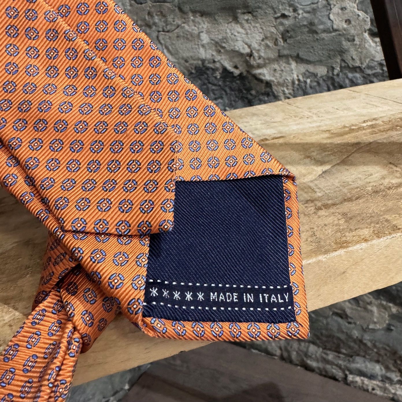 Ermenegildo Zegna Ermenegildo Zegna Orange Geometric Silk Tie Size ONE SIZE - 4 Thumbnail