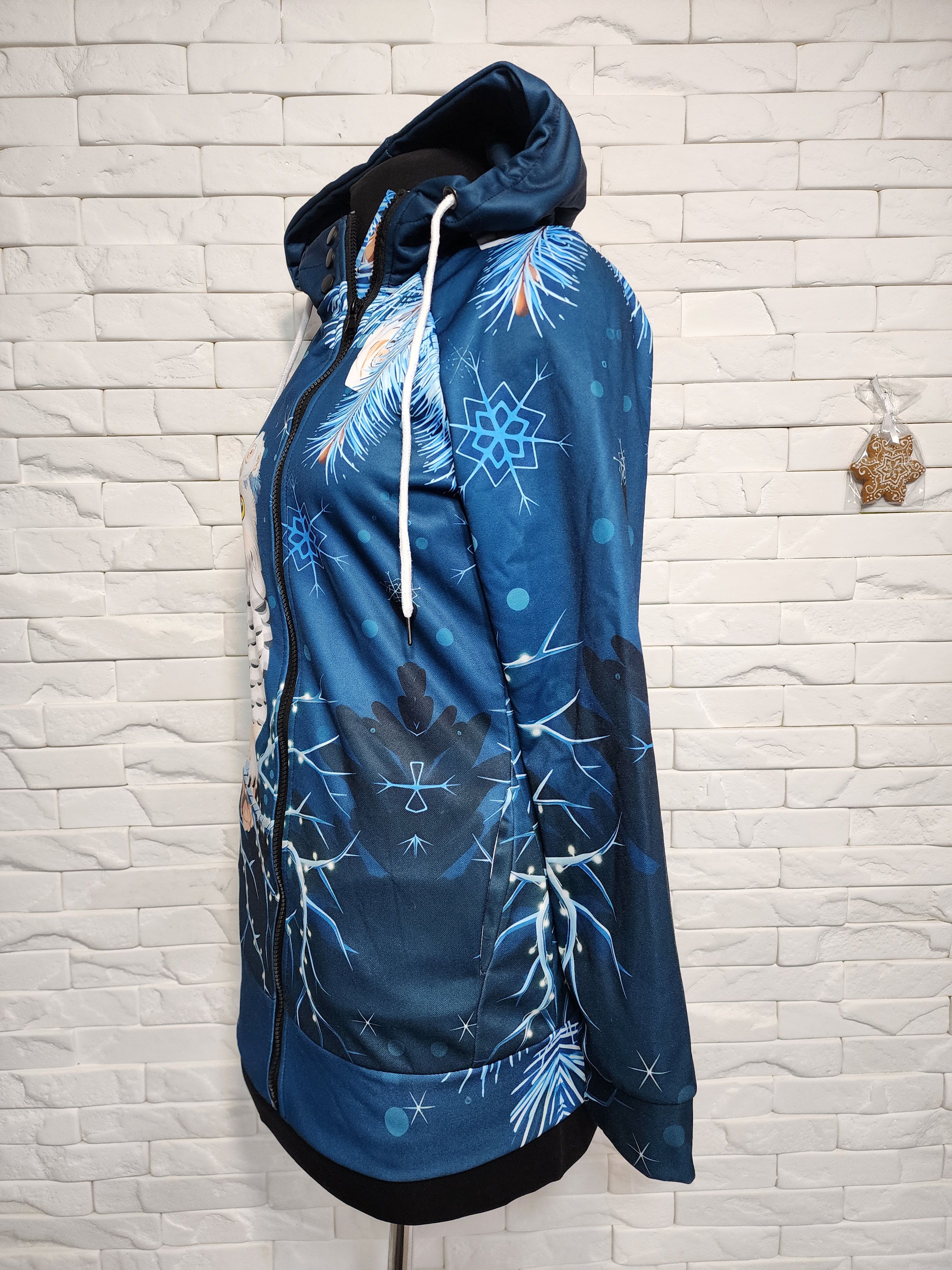 Other Sports Jacket: Women's Blue Blazer With Print. Size M / US 6-8 / IT 42-44 - 2 Thumbnail