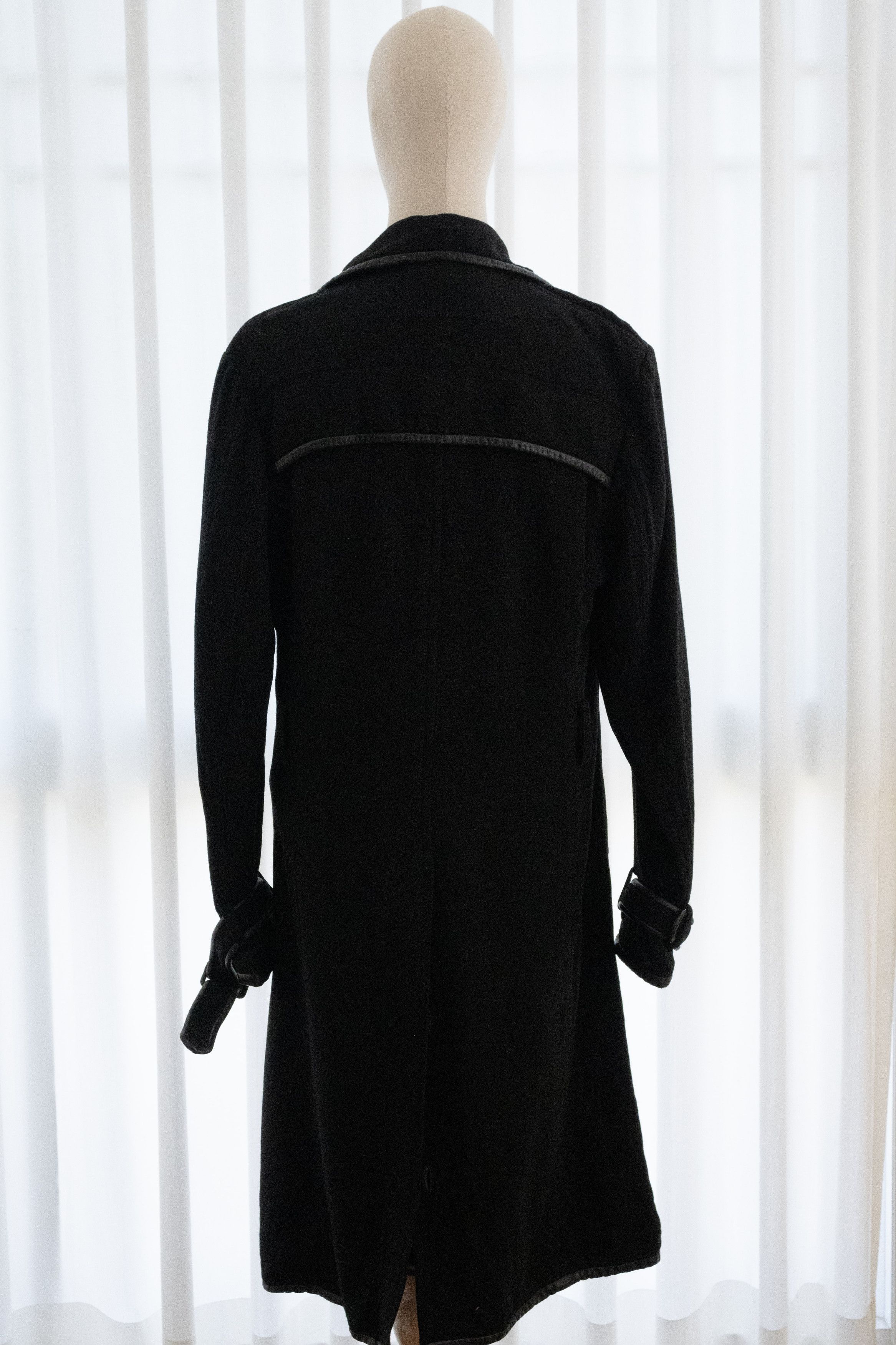 Yohji Yamamoto AW2006 YOHJI YAMAMOTO Y’S WOOL LEATHER TRIM COAT Size US L / EU 52-54 / 3 - 6 Thumbnail