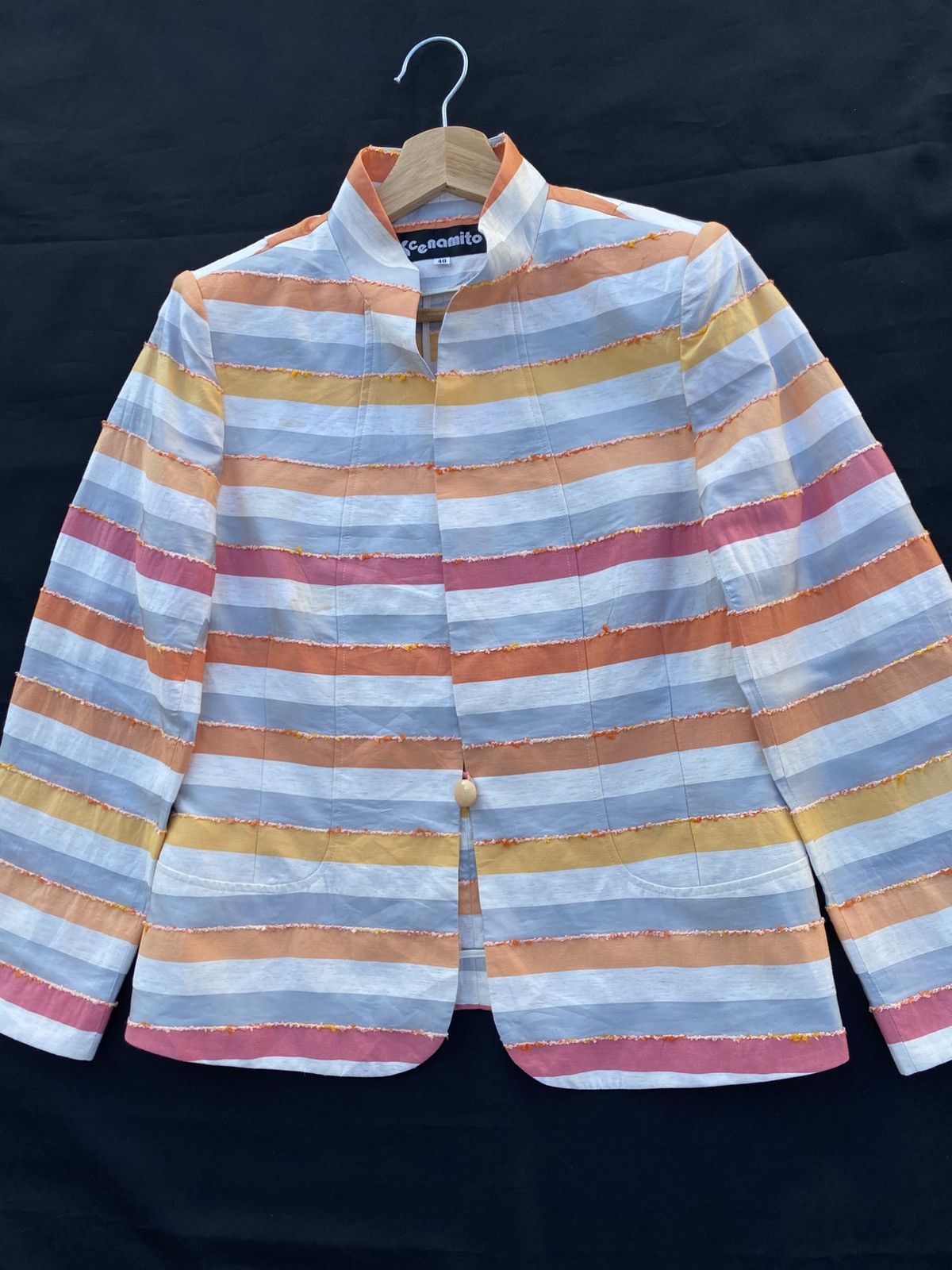 Japanese Brand Rare Vintage Stripes Raw Edge Design Women Blazer Size S / US 4 / IT 40 - 6 Thumbnail