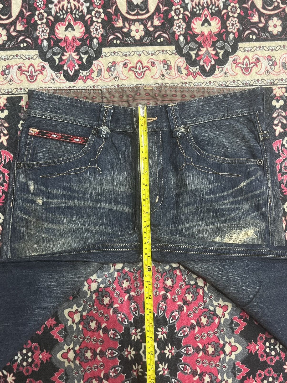 Kapital Kountry Edwin Exclusive Vintage Dark Blue Faded Sashiko Loose Jeans Size US 34 / EU 50 - 14 Thumbnail