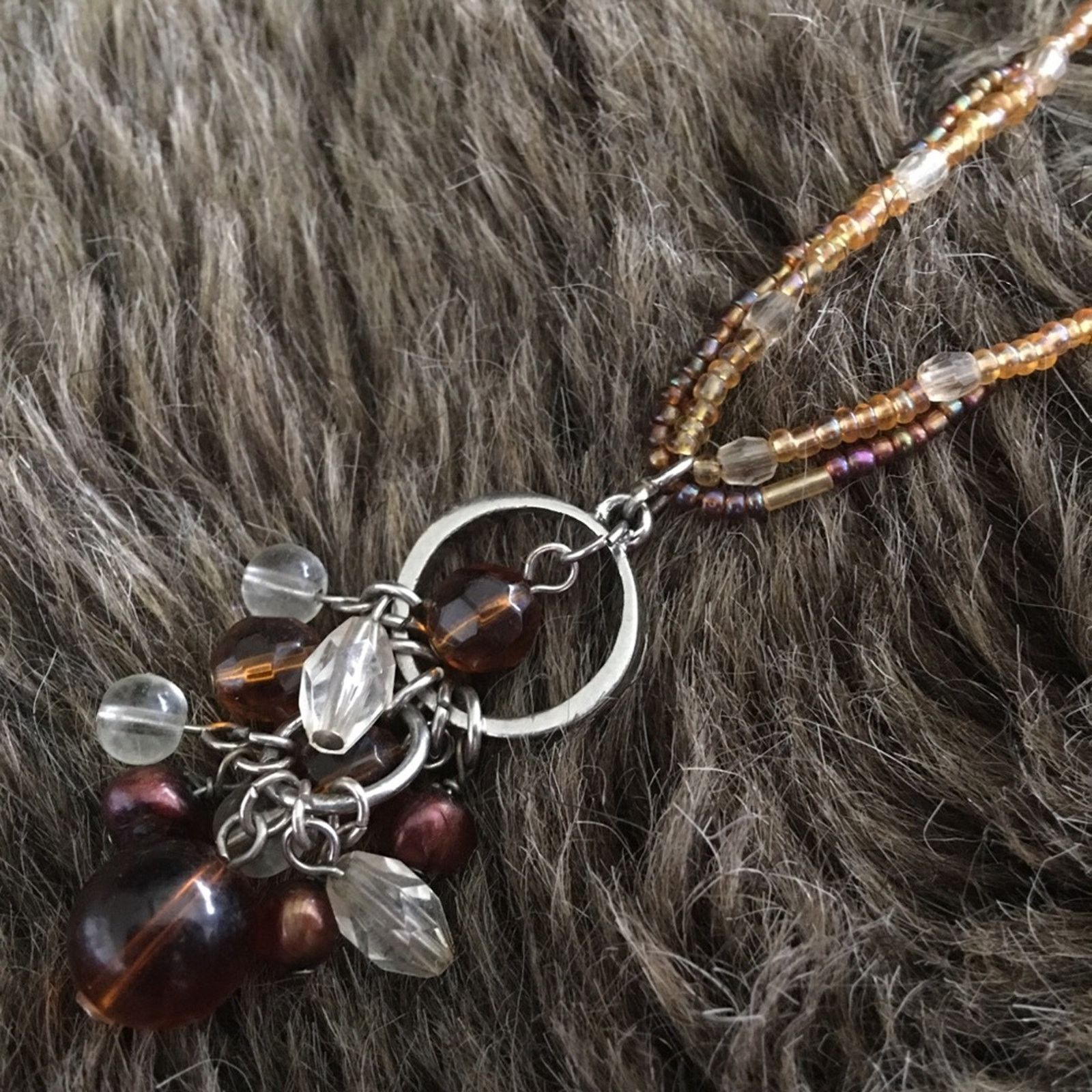 Jewelry Glass bead pendant on seed bead strand necklace Size ONE SIZE - 6 Thumbnail
