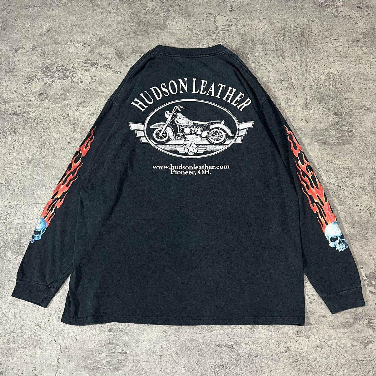 Vintage Hudson Leather FL Series Flame Sleeve Tee - Black
