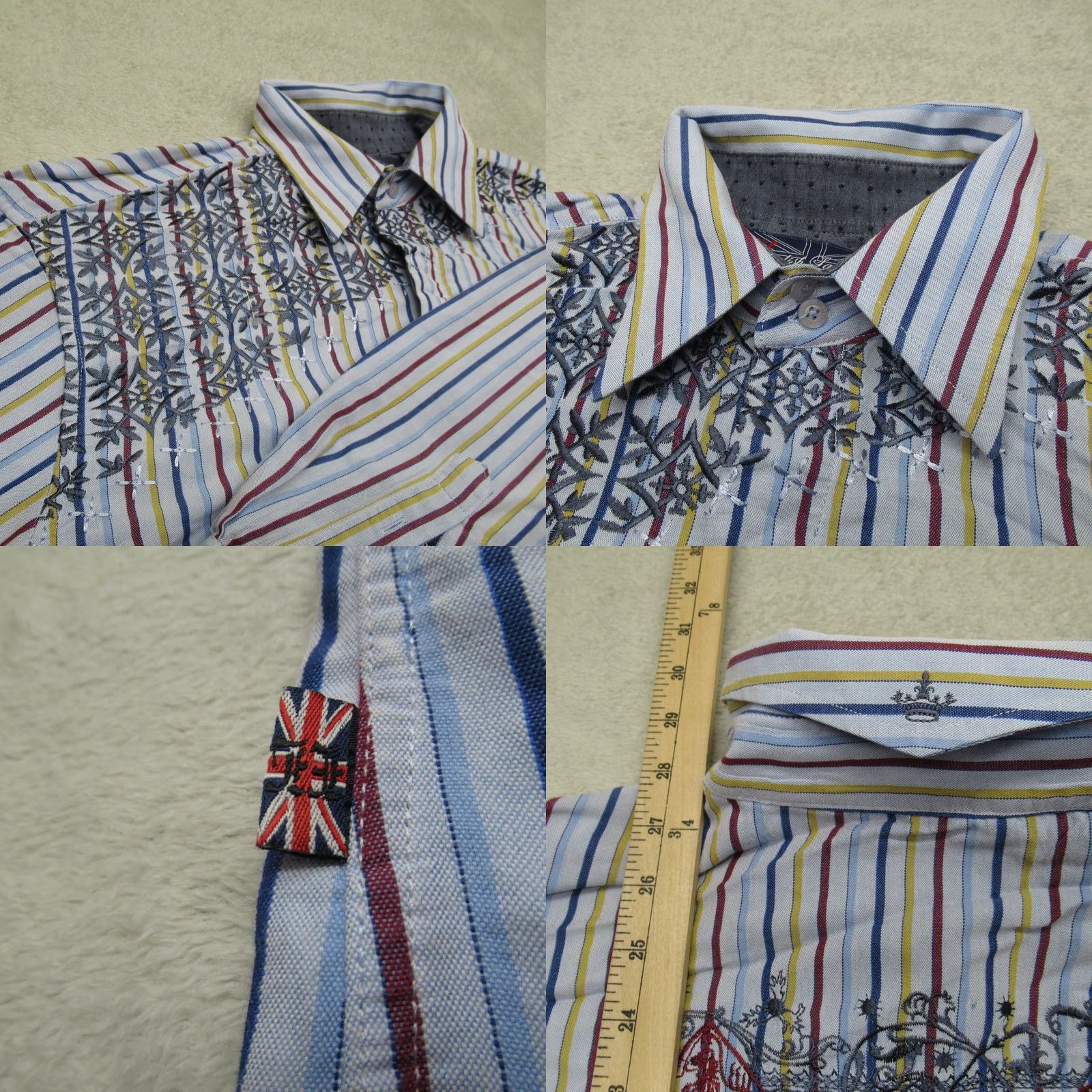 English Laundry English Laundry Shirt Men XL White Striped Egypt Pharoah Embroidered Embellished Size US XL / EU 56 / 4 - 8 Thumbnail