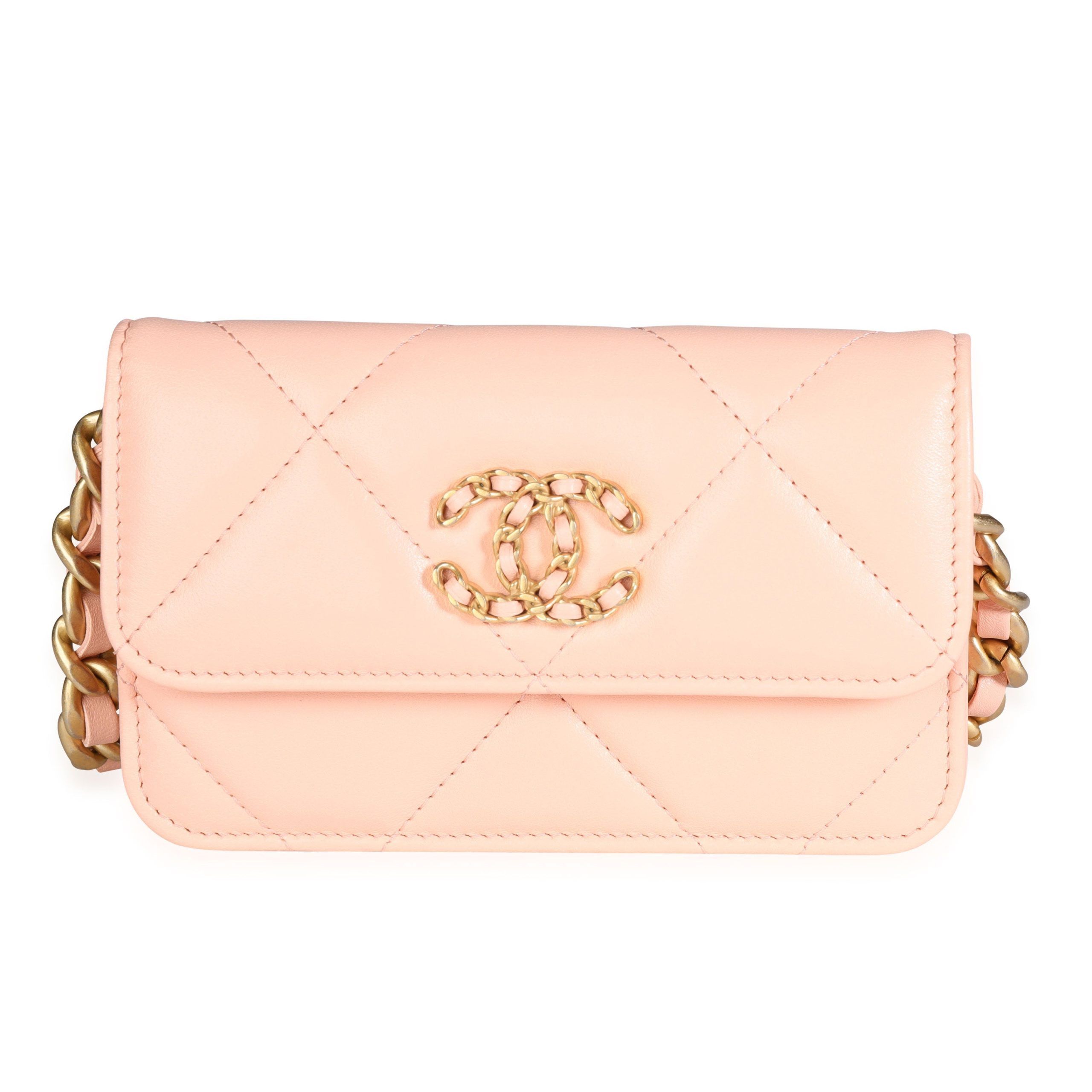 Chanel Light Orange Quilted Lambskin Chanel 19 Mini Flap Bag