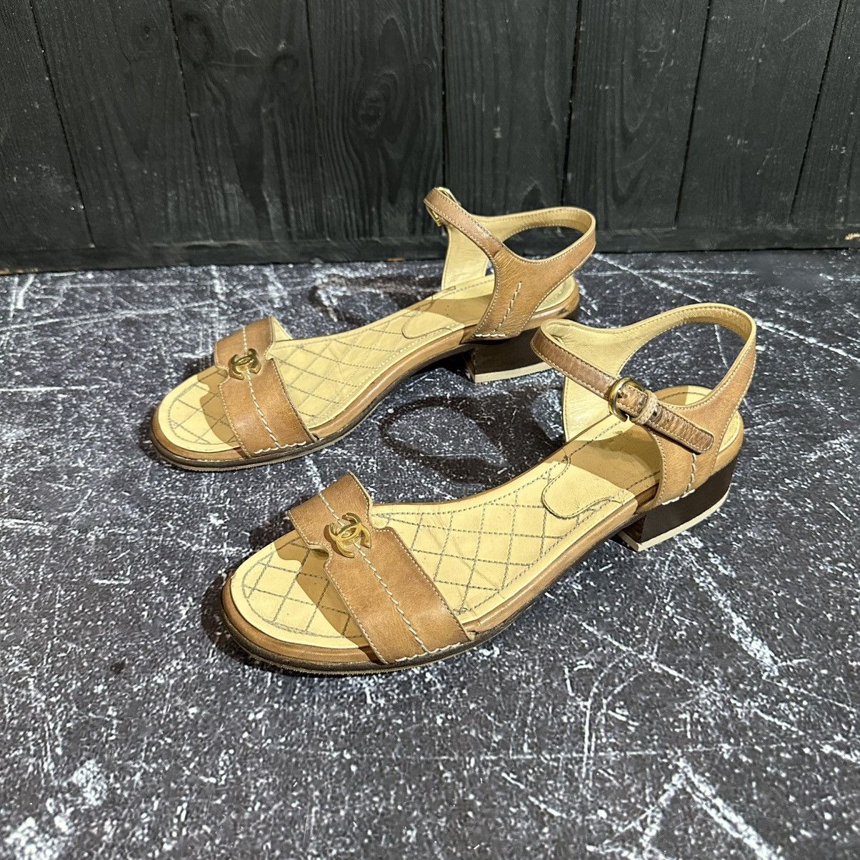 Chanel VINTAGE CHANEL - Women’s Leather Sandals Size 39.5 Size US 9.5 / IT 39.5 - 6 Thumbnail