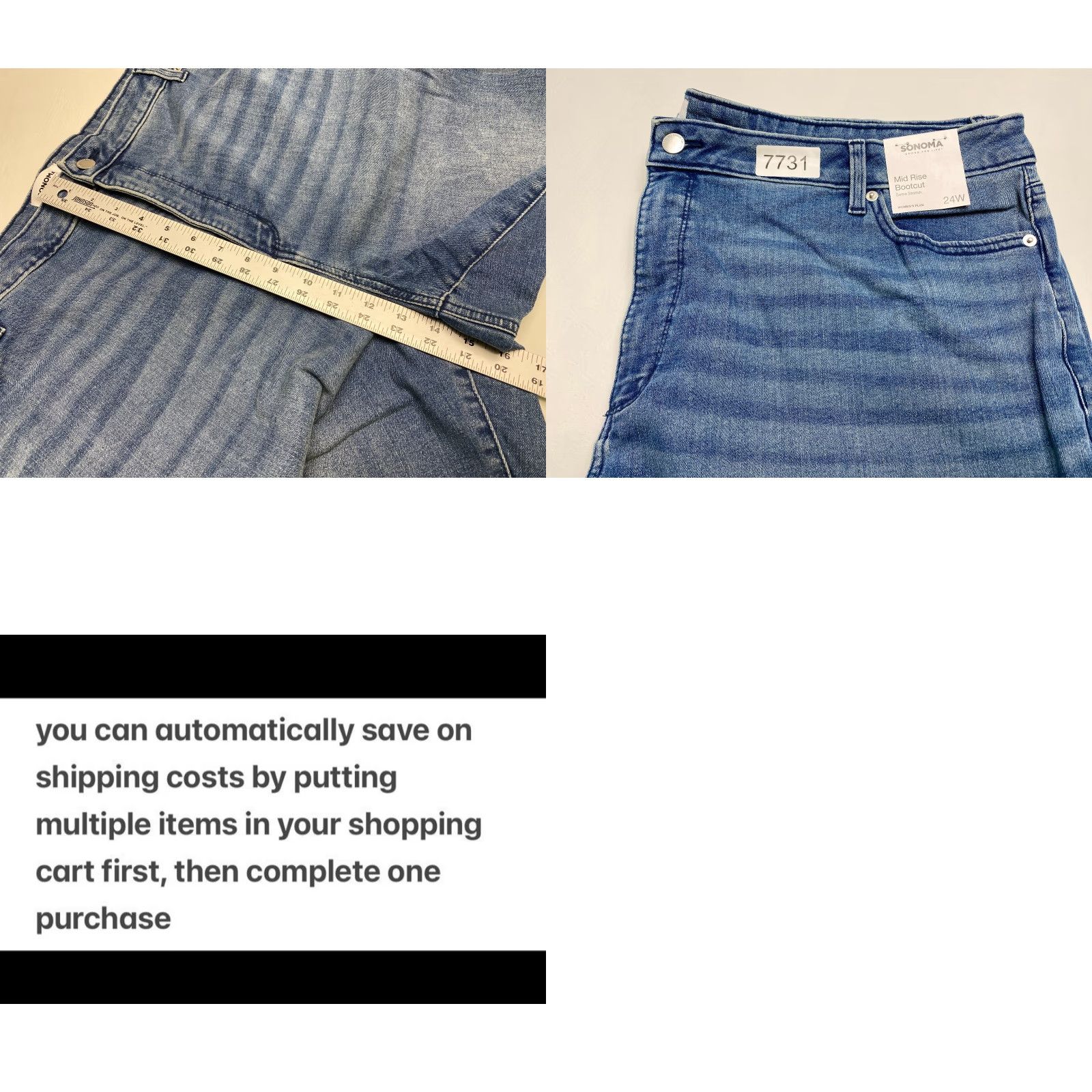 Vintage NWT Sonoma Jeans Plus 24W 44x31 Bootcut Mid Rise Medium Wash Womens Jeans City 5-Pocket Womens, Plus Size, Blue, Sonoma Goods for Life Size 42" / US 20 - 9 Thumbnail