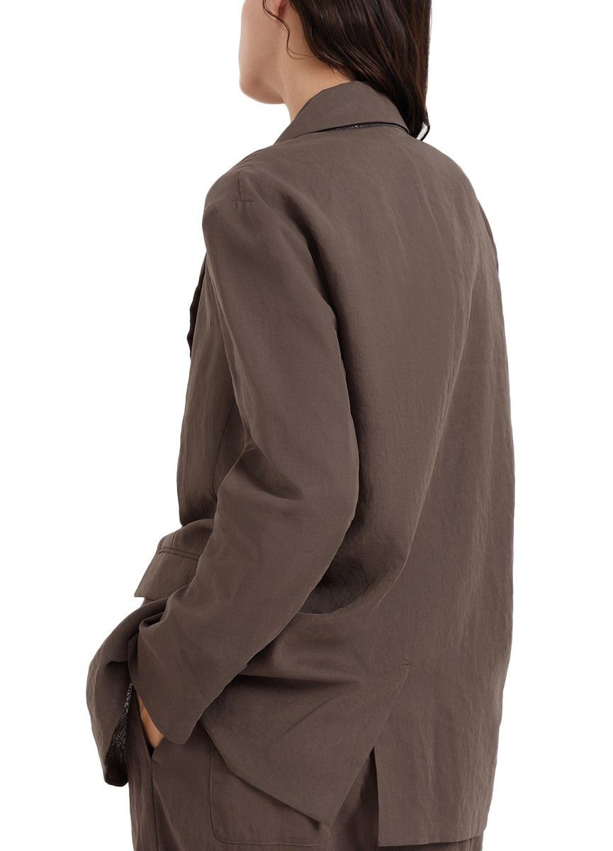 Brunello Cucinelli o1w1db10825 Woven Jacket Wool in Dark Brown Size XL / US 12-14 / IT 48-50 - 3 Thumbnail