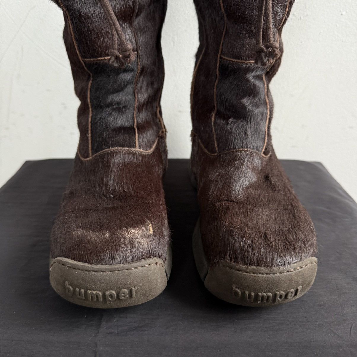 Japanese Brand Y2K Bupmer Italy Pony Fur Brown Lace Up Fairy Boots Size US 6 / IT 36 - 7 Thumbnail