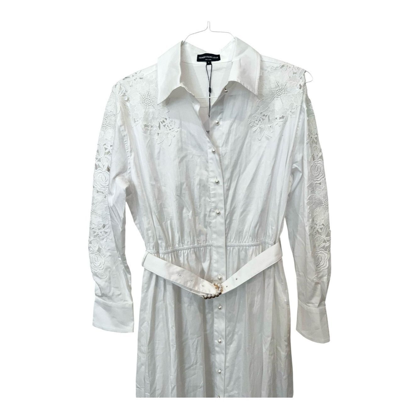 Generation Love Generation Love White Floral Lace Appliqué Belted Maxi Shir Size S / US 4 / IT 40 - 7 Thumbnail