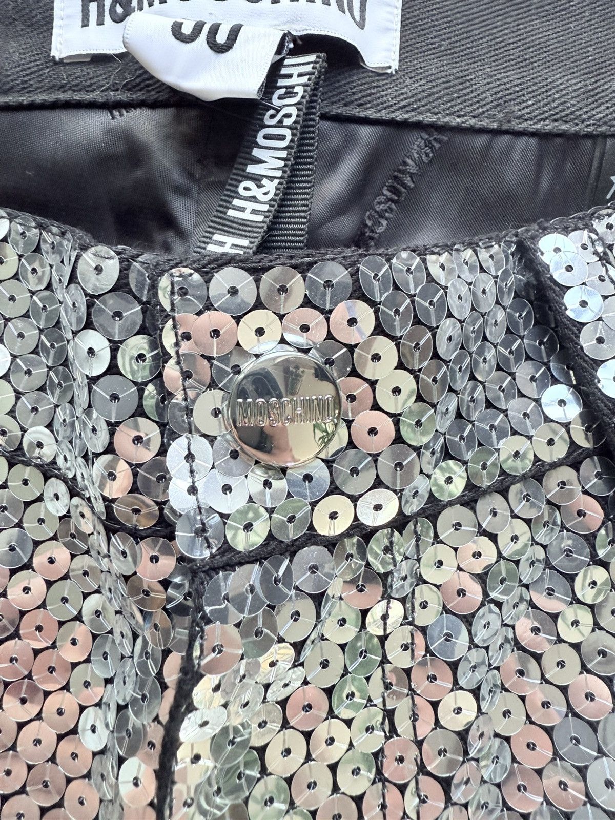 H&M × Moschino H&M x Moschino sequin pants size 34 gently used silver Size US 43 - 2 Thumbnail