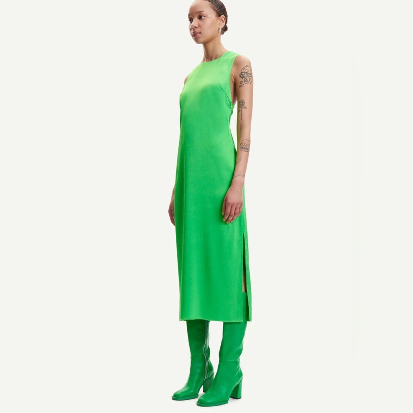 Samsoe Samsoe SAMSOE SAMSOE Garmentory $250 Cillia Green Satin Dress XS Size XS / US 0-2 / IT 36-38 - 4 Thumbnail
