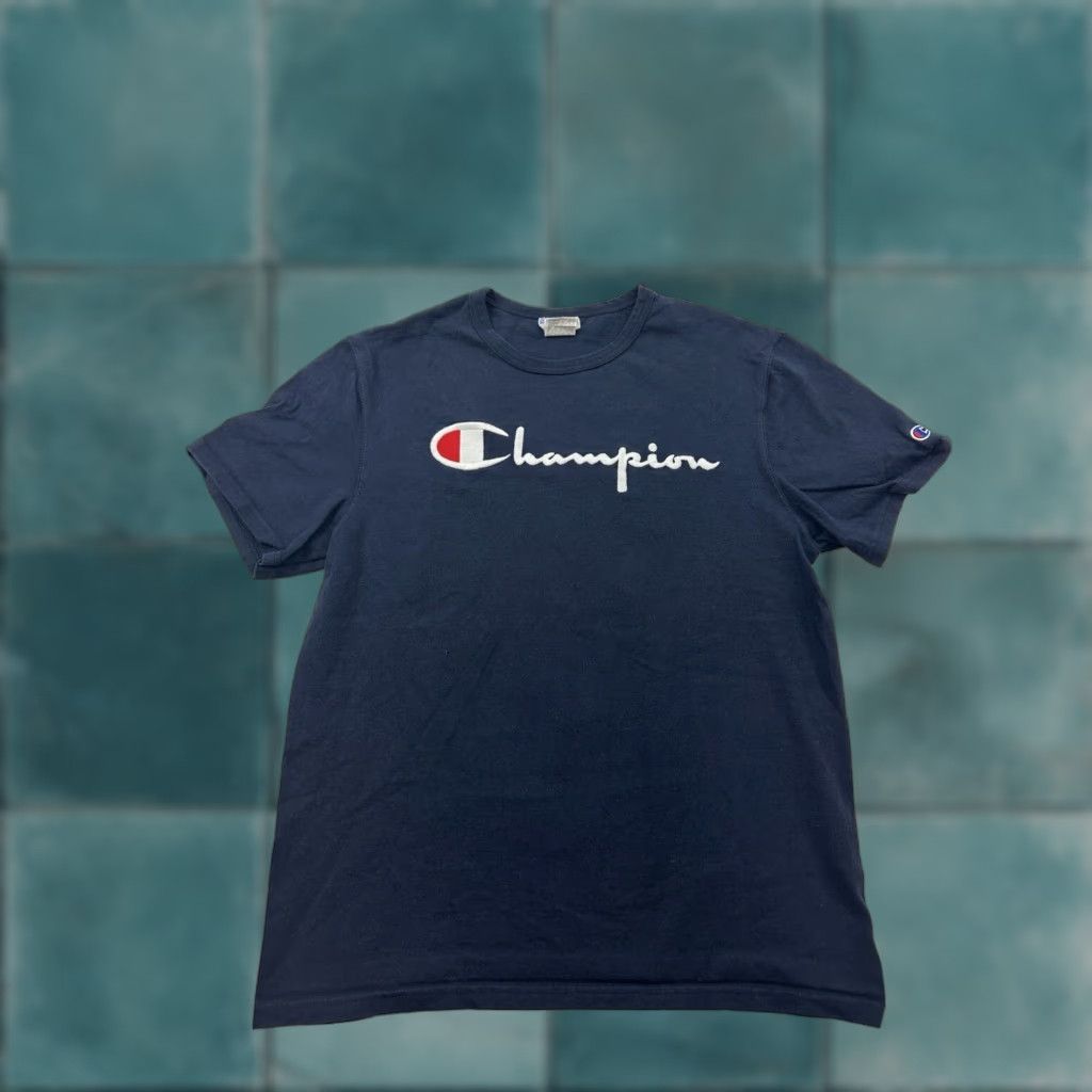 Champion Champion Shirt Mens M Blue Short Sleeve Crew Neck Spellout Logo Size US M / EU 48-50 / 2 - 1 Thumbnail