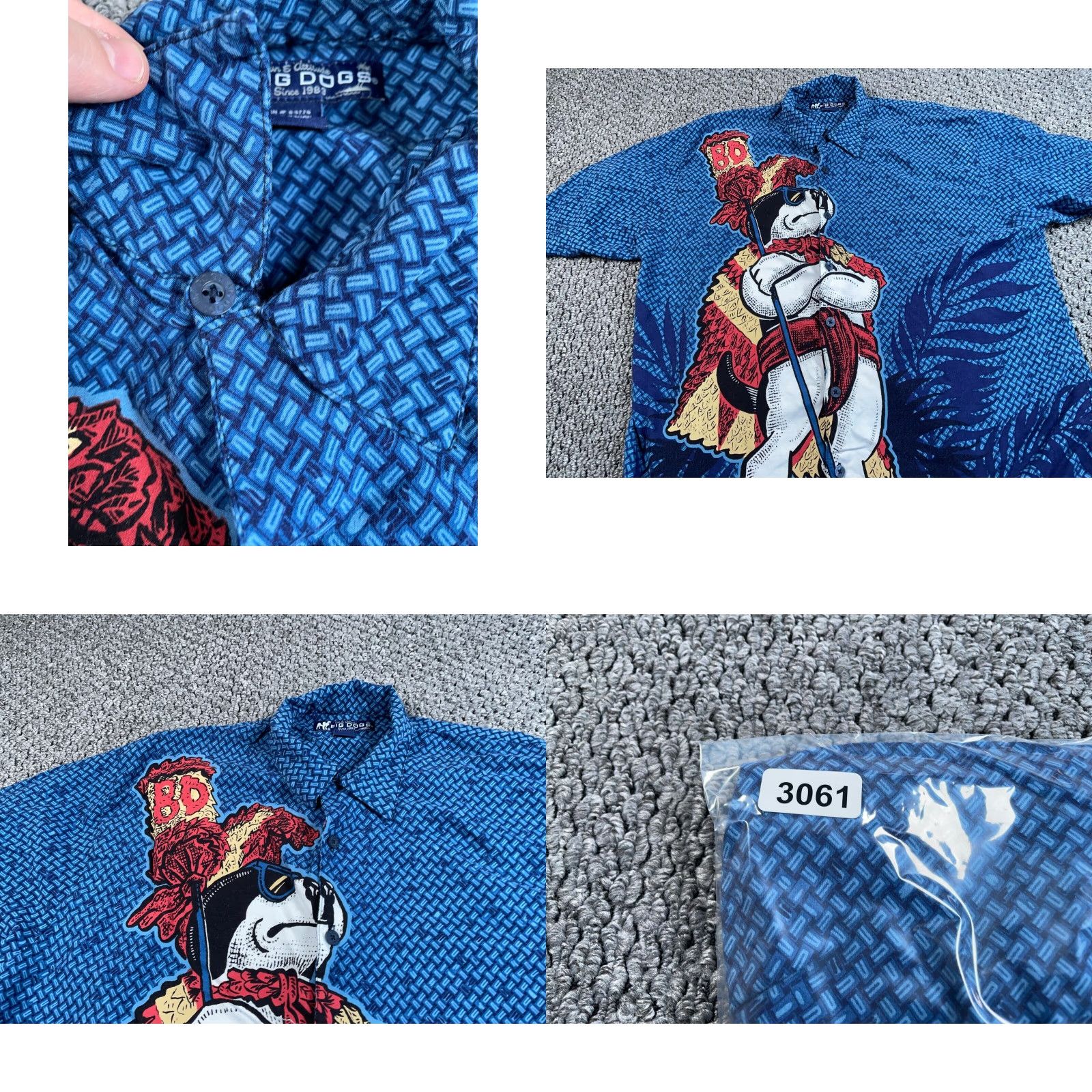 Big Dogs VINTAGE Big Dogs Kahuna Shirt Adult Large Blue Geometric Loop Collar 90s Hawaiian Mens Large (US Made) Size US L / EU 52-54 / 3 - 8 Thumbnail