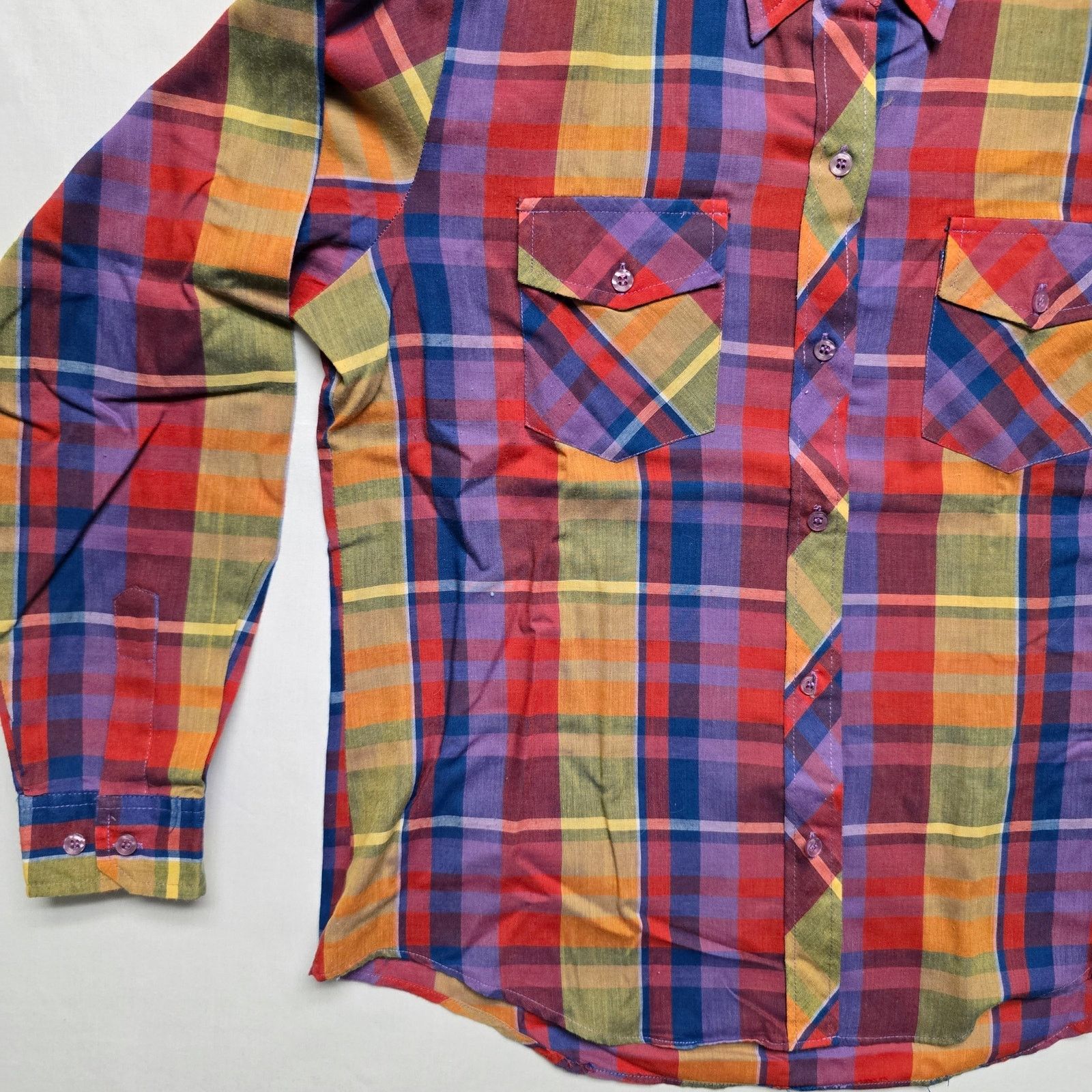 Vintage Vintage Amy Barr Womens Plaid Long Sleeve Button Blouse Size L / US 10 / IT 46 - 3 Thumbnail