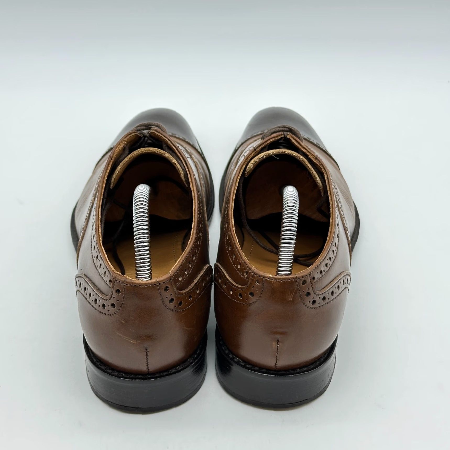 Vintage Paul Fredrick Cap Toe Oxford Mens 8.5 Brown Leather Brogue Made in Italy Dress Oxford Shoes Mens Brown Leather Cap Toe Oxford City Going Out 8.5 Mens Size ONE SIZE - 4 Thumbnail