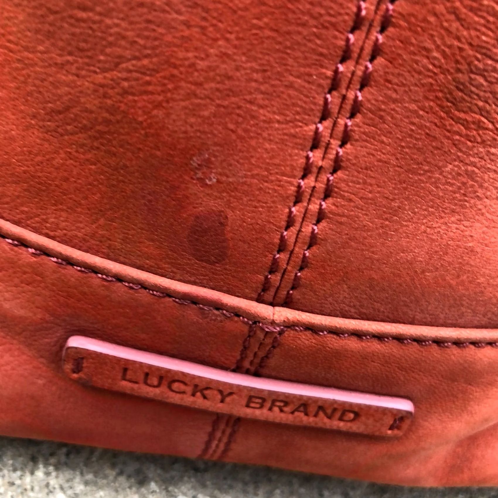 Lucky Brand LUCKY BRAND Crossbody Purse Women's Orange Shoulder Bag Hobo Leather Purse Medium Orange—Beige Lining Size ONE SIZE - 5 Thumbnail
