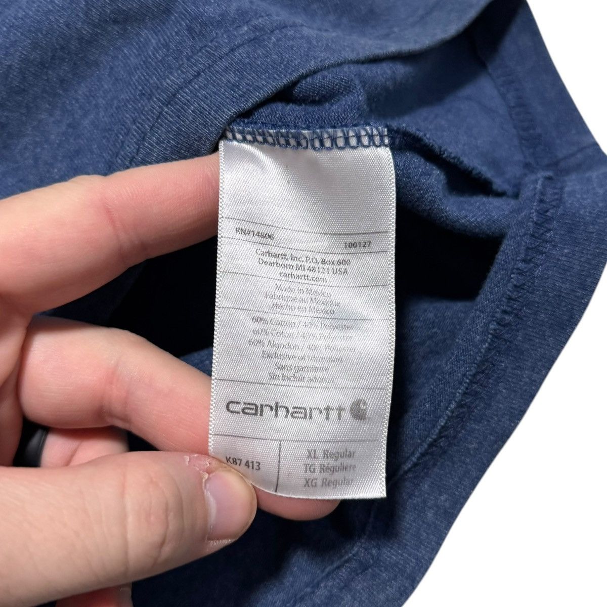 Carhartt Carhartt Original Fit Navy Blue Distressed Pocket Shirt XL Size US XL / EU 56 / 4 - 8 Thumbnail
