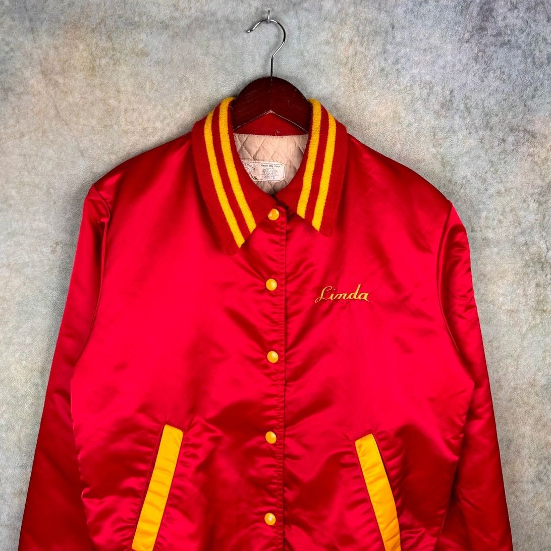 Vintage VTG 80s Satin Bomber Jacket Sz L Red Gold Size US L / EU 52-54 / 3 - 3 Thumbnail