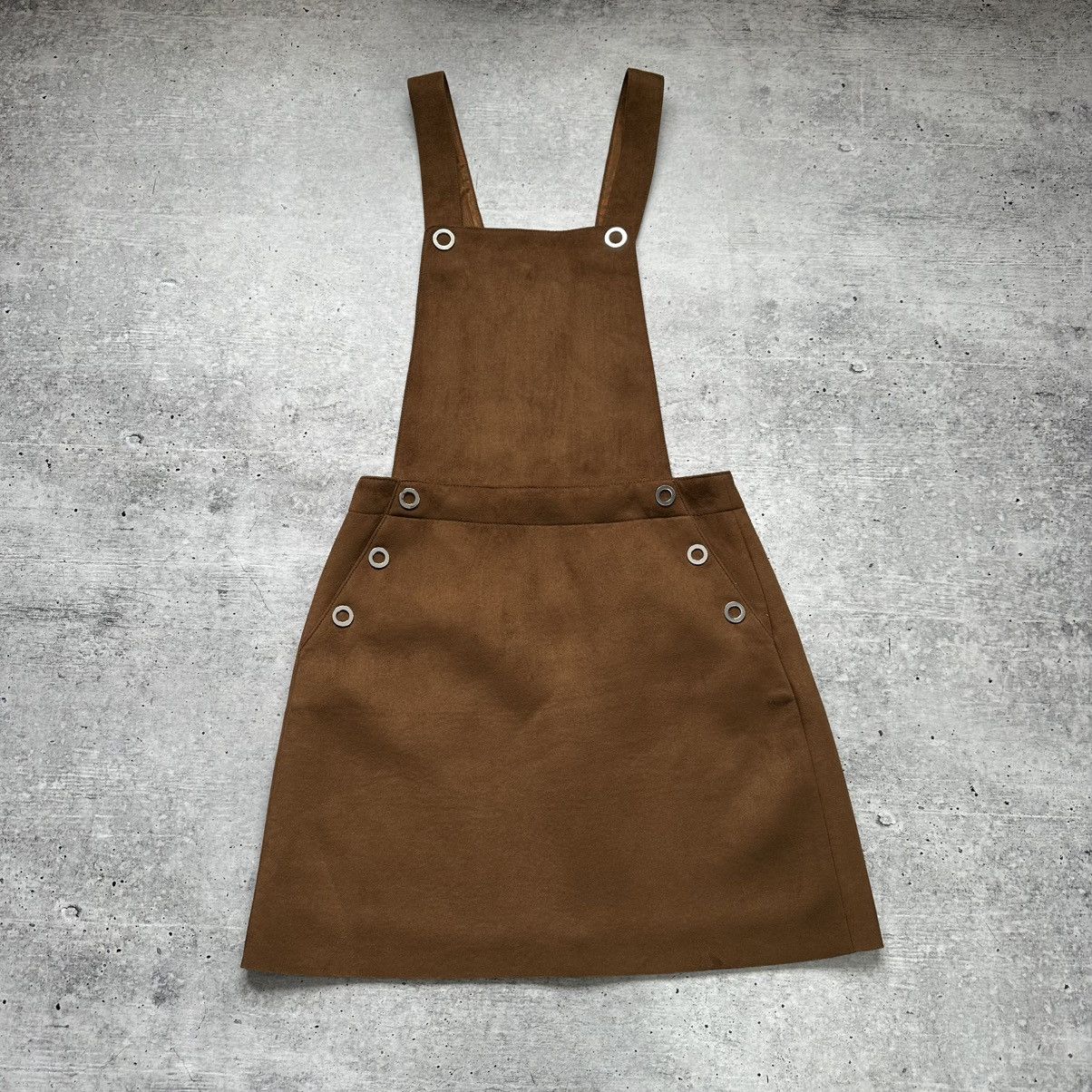 Miss Sixty Miss Sixty Y2K Suede Brown Mini Suspender Skirt Dress Size M Size 27" / US 4 / IT 40 - 1 Thumbnail
