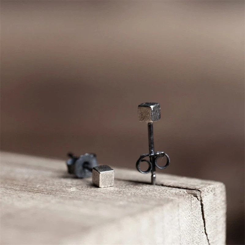 Jewelry Tiny Cute Cube Stud Earrings 925 Sterling Silver Ear Gift Size ONE SIZE - 3 Thumbnail