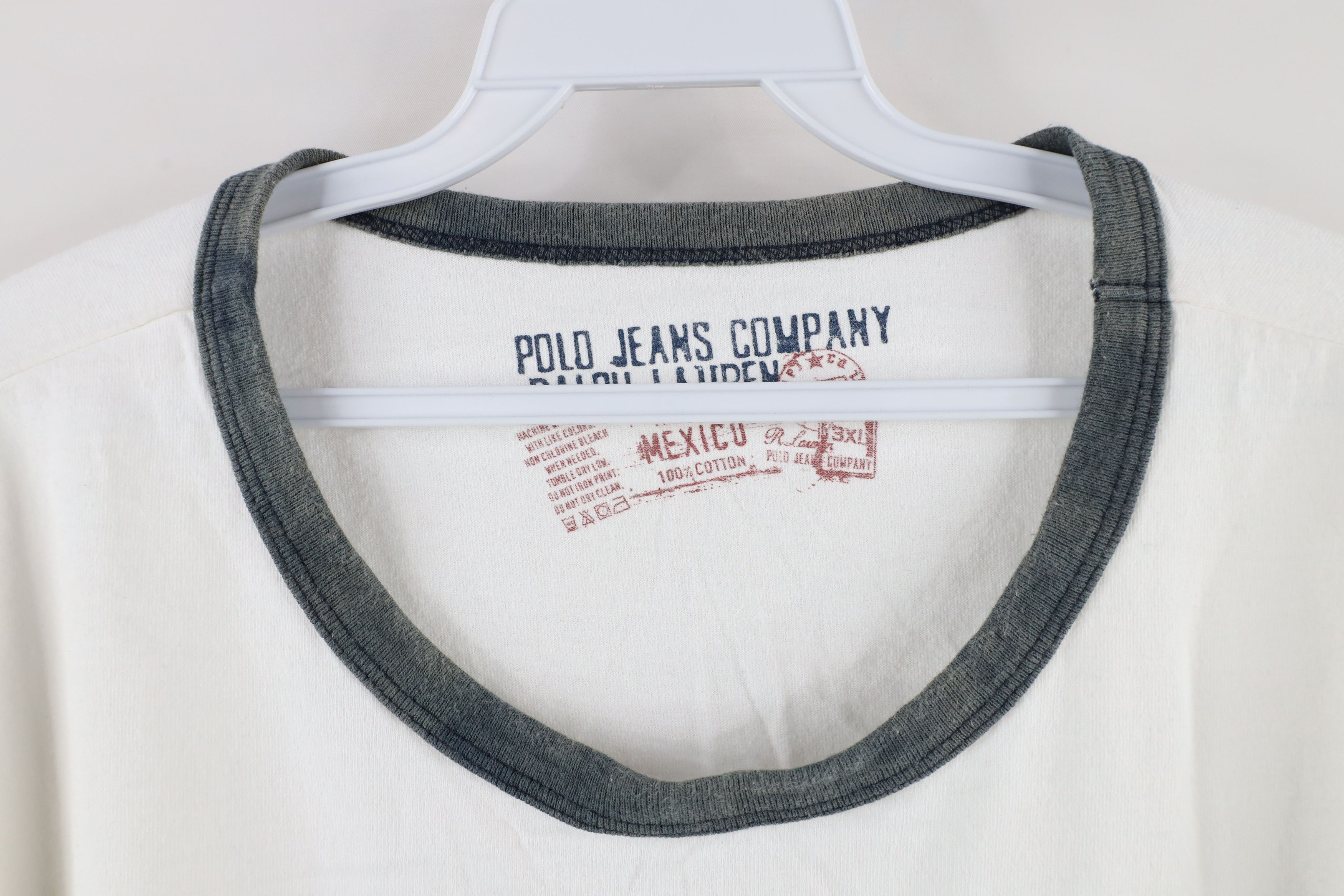 Ralph Lauren × Vintage Vintage 90s Ralph Lauren Out New York Ringer T-Shirt White Size US XXL / EU 58 / 5 - 5 Thumbnail