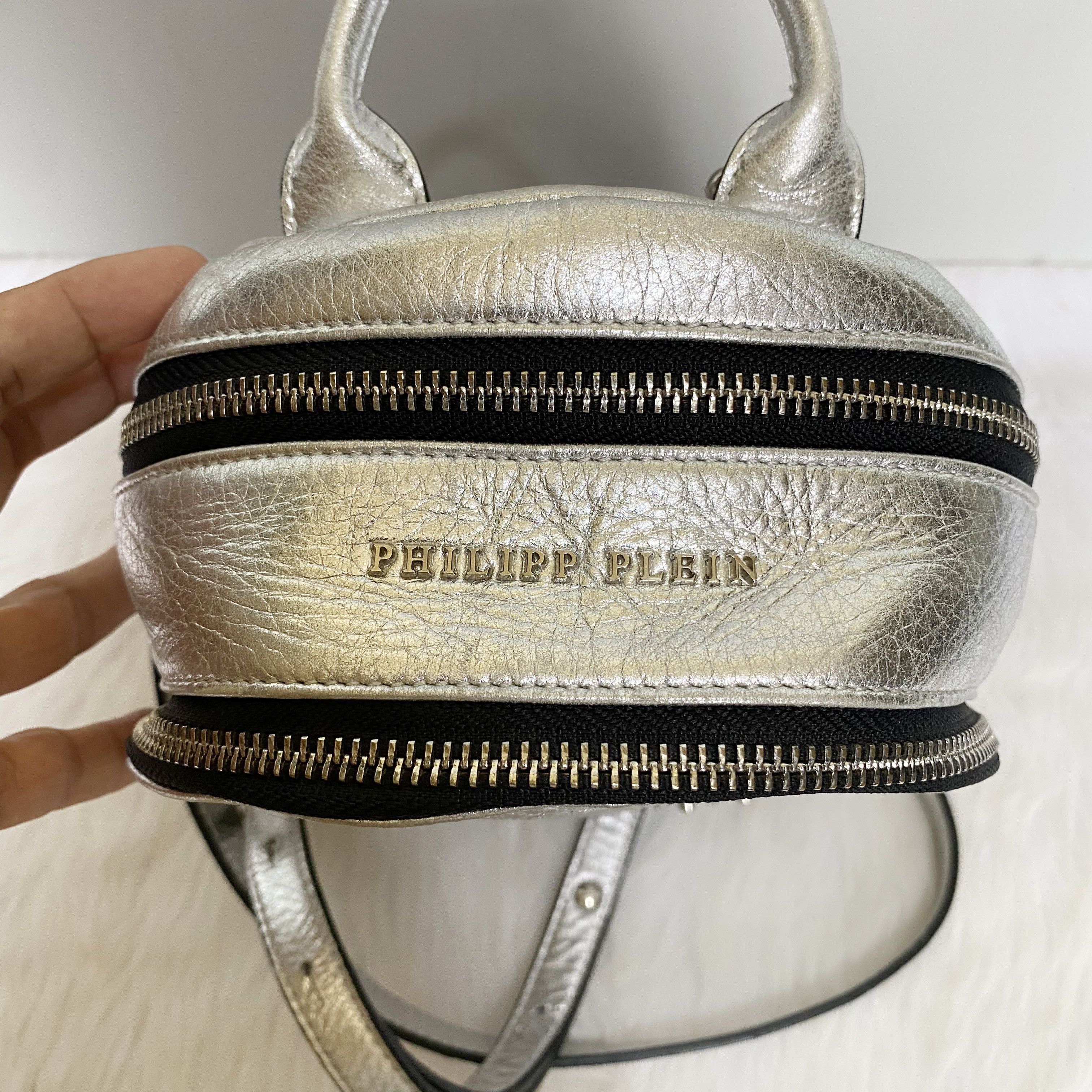 Philipp Plein Mini Cornelia Silver Crystal Studded Skull Leather Backpack Size ONE SIZE - 6 Thumbnail