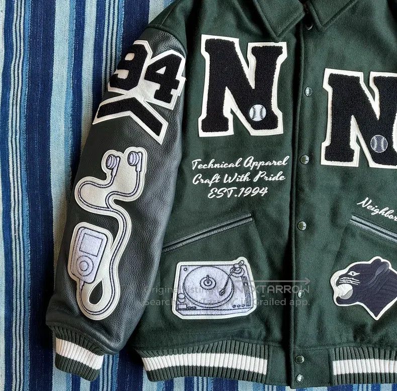 Neighborhood Neighborhood Wool Leather Sleeve Baseball Jacket Size US L / EU 52-54 / 3 - 5 Thumbnail