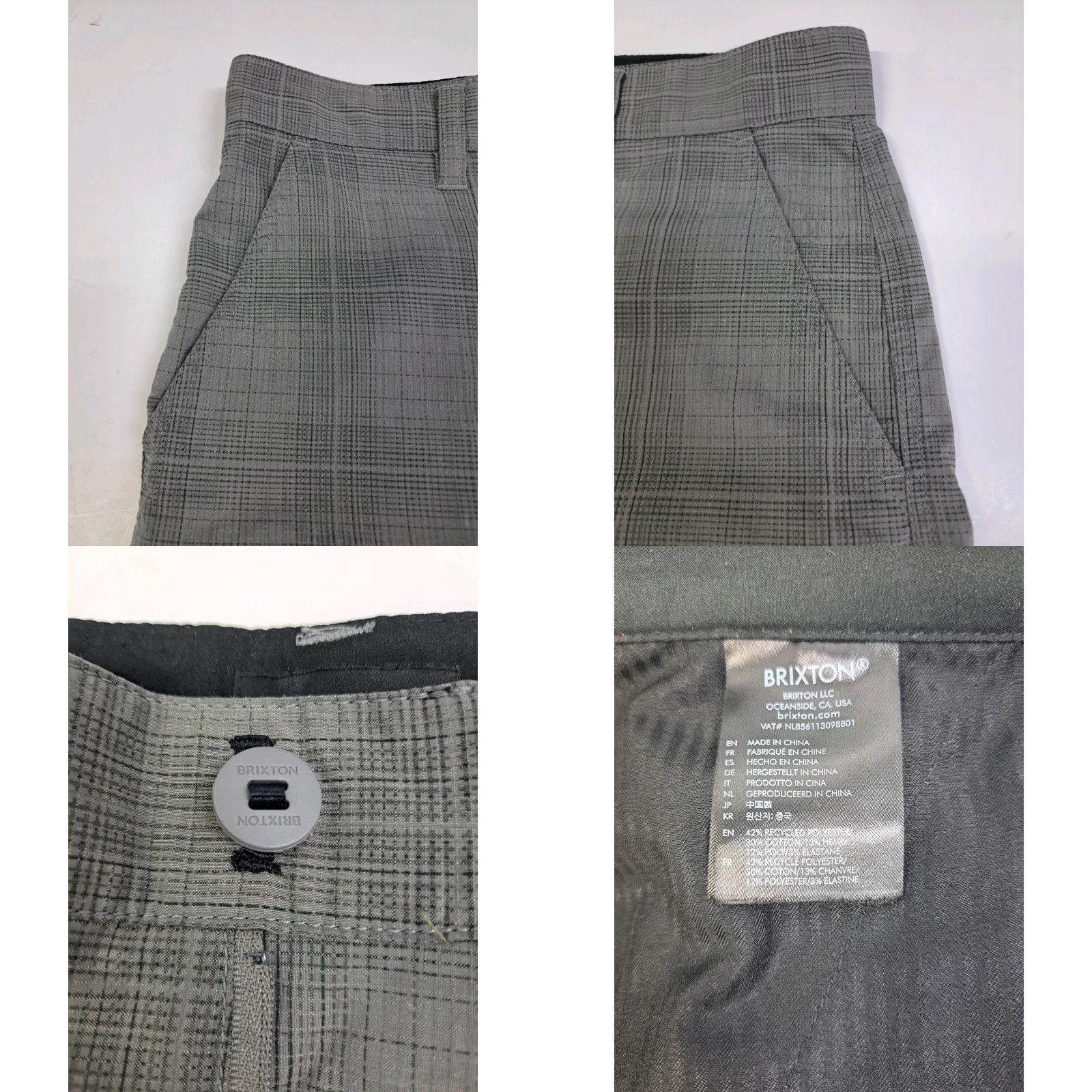 Brixton Brixton Mens Standard Fit Choice-X Chino Crossover Grey Plaid Shorts 31 Size US 31 - 8 Thumbnail