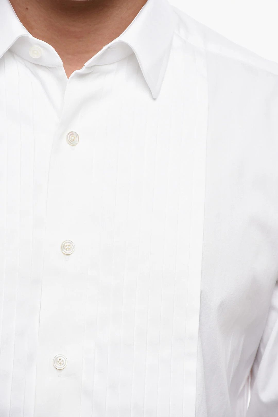 Tom Ford og1mm0426 Cotton Poplin Tuxedo Shirt in White Size US M / EU 48-50 / 2 - 3 Thumbnail