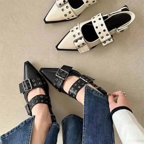 Japanese Brand × Vintage Shoes with a strap on the heel, women's punk style Size US 8 / IT 38 - 4 Thumbnail