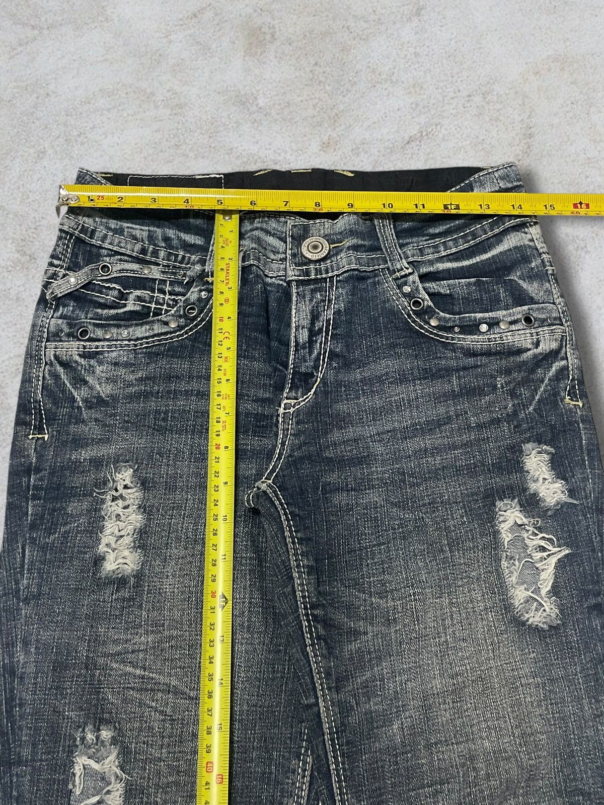 Jewelry Vintage Japanese Jewel Beads Denim Archival Blue Wash Jeans Size 29" - 15 Thumbnail