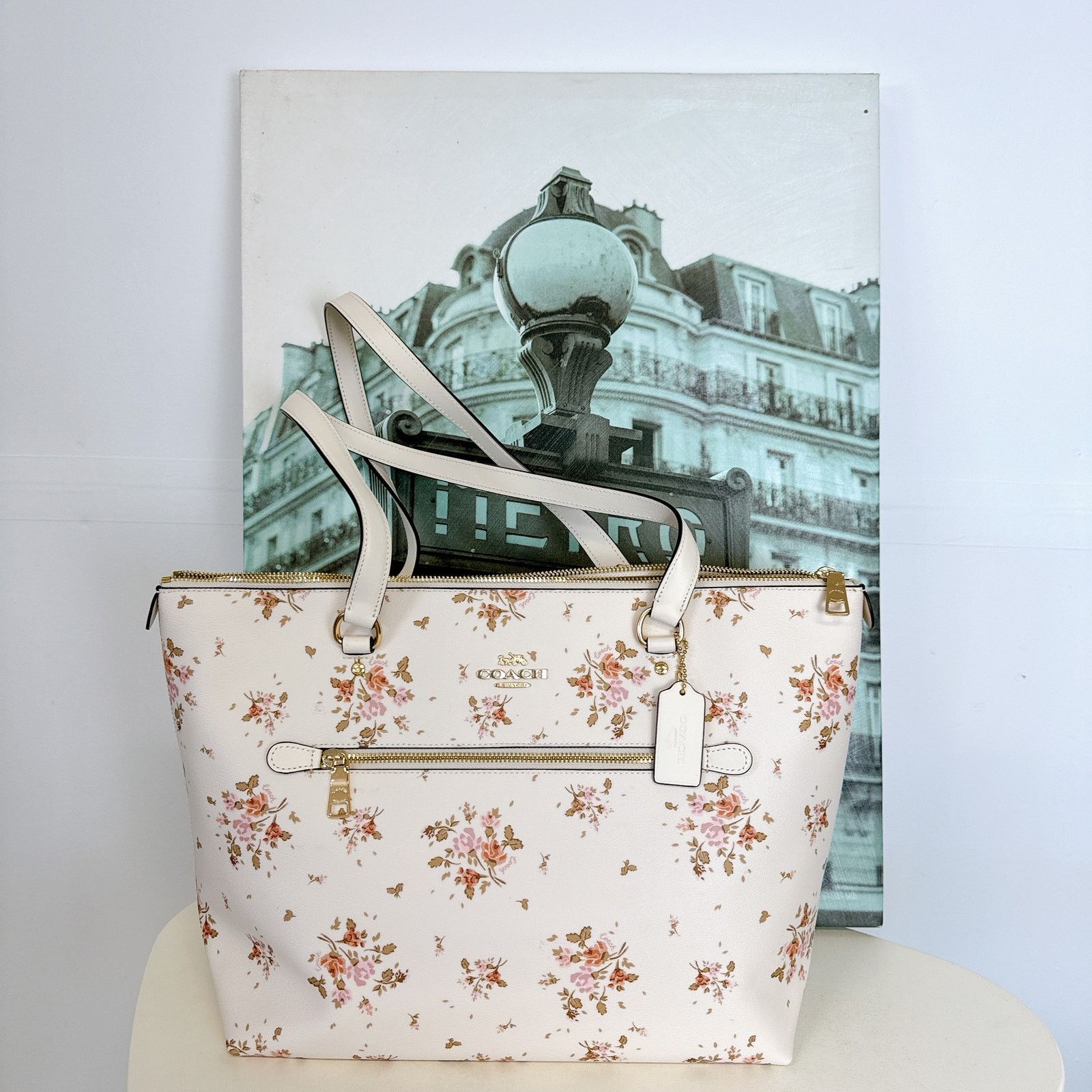 Coach Coach 91023 Gallery Tote With Rose Bouquet Print IN CHALK MU Grailed