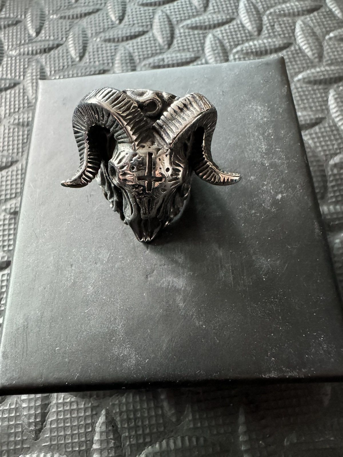 Vintage Baphomet Goat Silver Ring Size ONE SIZE - 1 Thumbnail