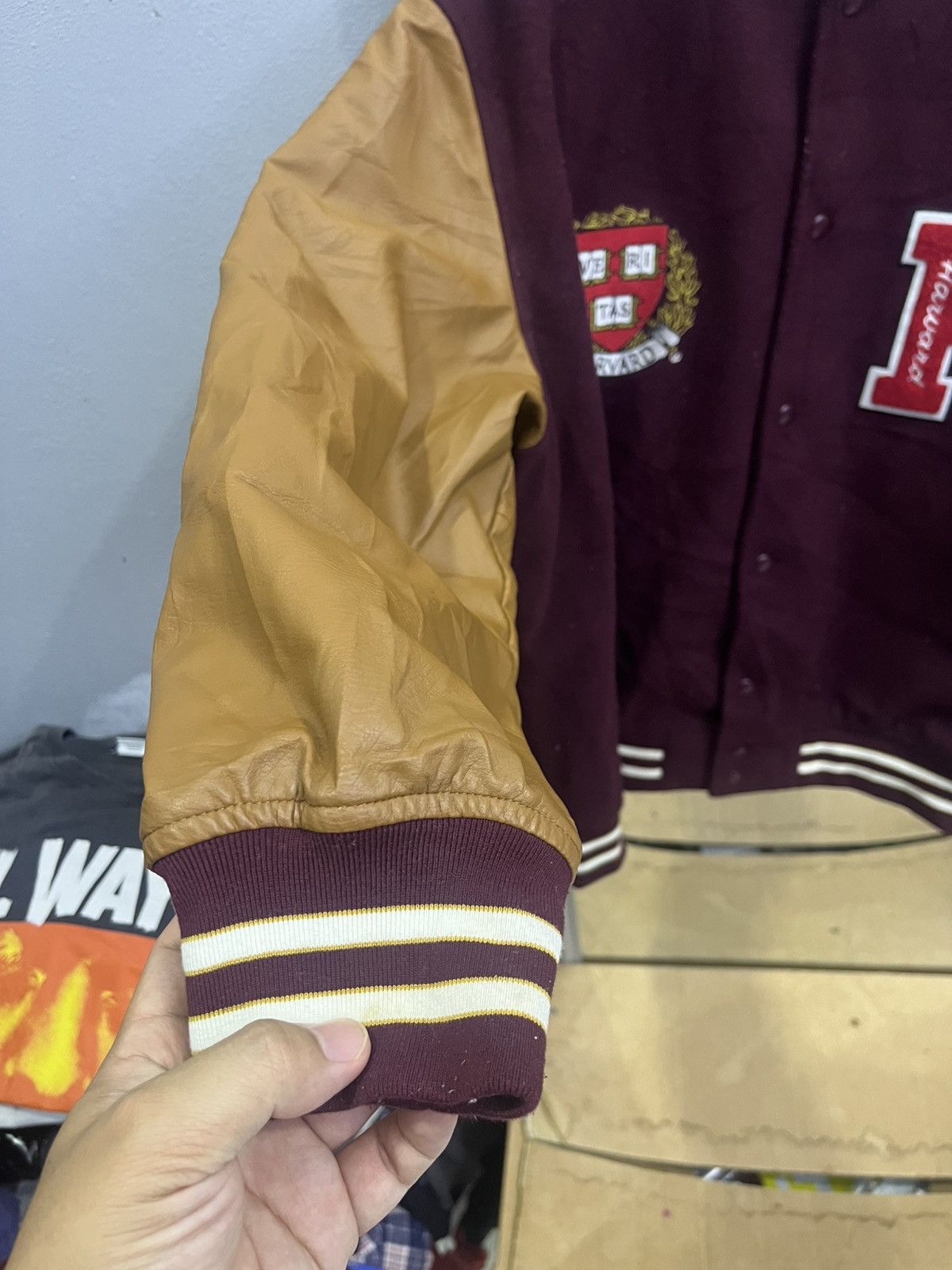 GU GU x Harvard Varsity Jacket Faux Leather Sleeves Size US XL / EU 56 / 4 - 10 Thumbnail