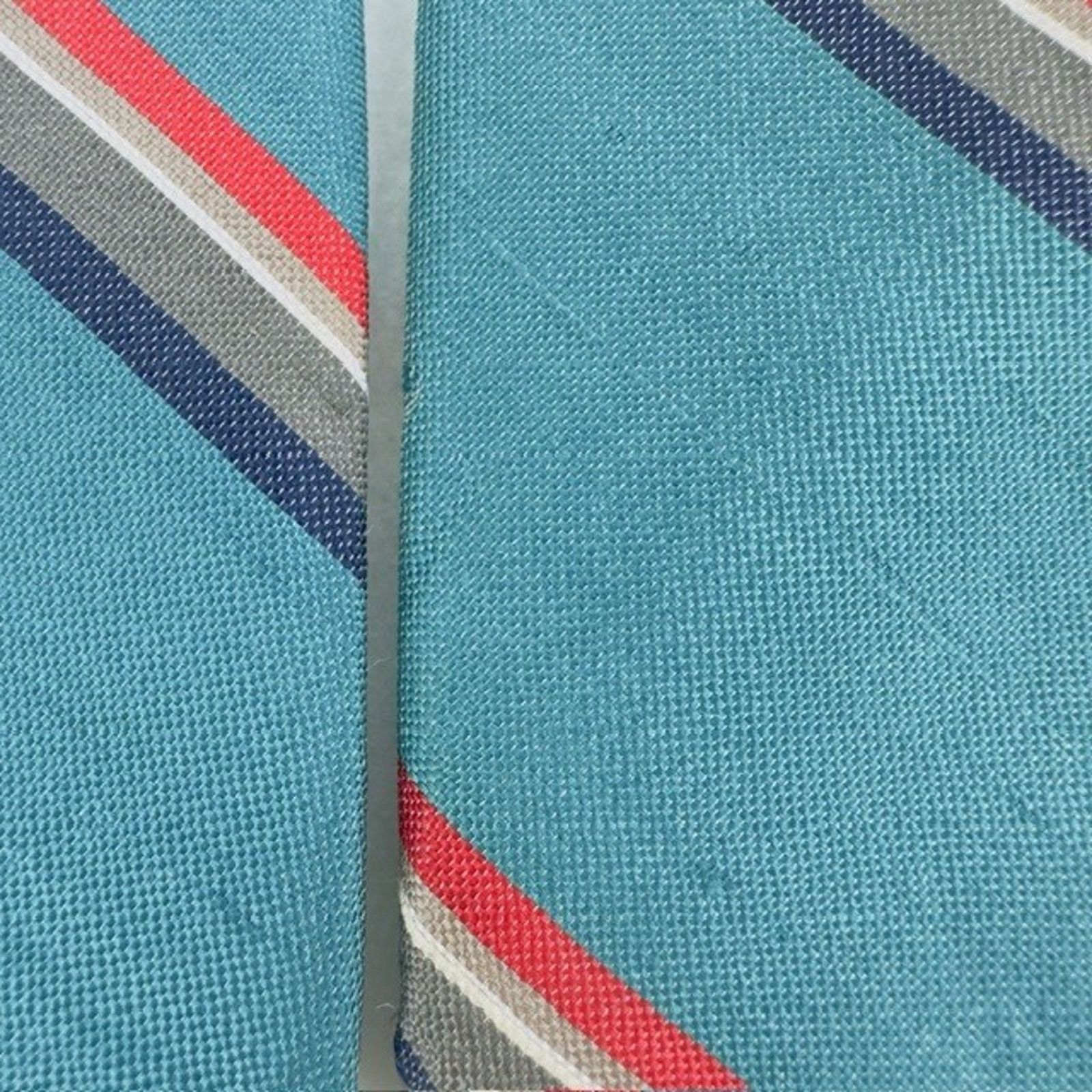 Other Brownstone Necktie Aqua/Red Stripes Silk USA Preppy VTG Size ONE SIZE - 6 Thumbnail