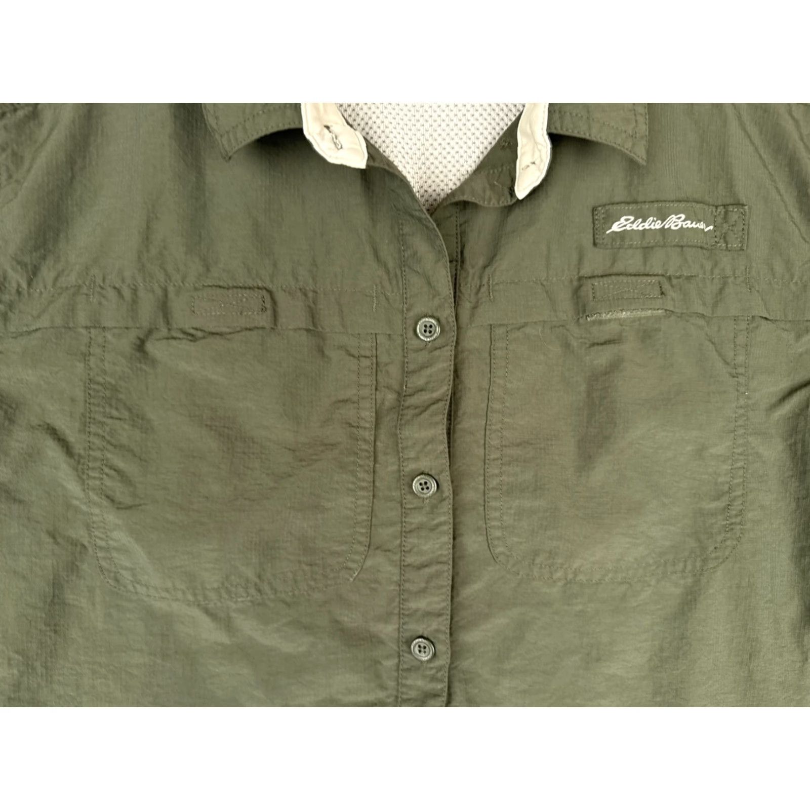 Eddie Bauer Eddie Bauer Shirt Women XS Green Button Up Long Sleeve Casual Knit Cotton Woven Fish Pattern Button-Up - Adult Womens Size XS / US 0-2 / IT 36-38 - 6 Thumbnail